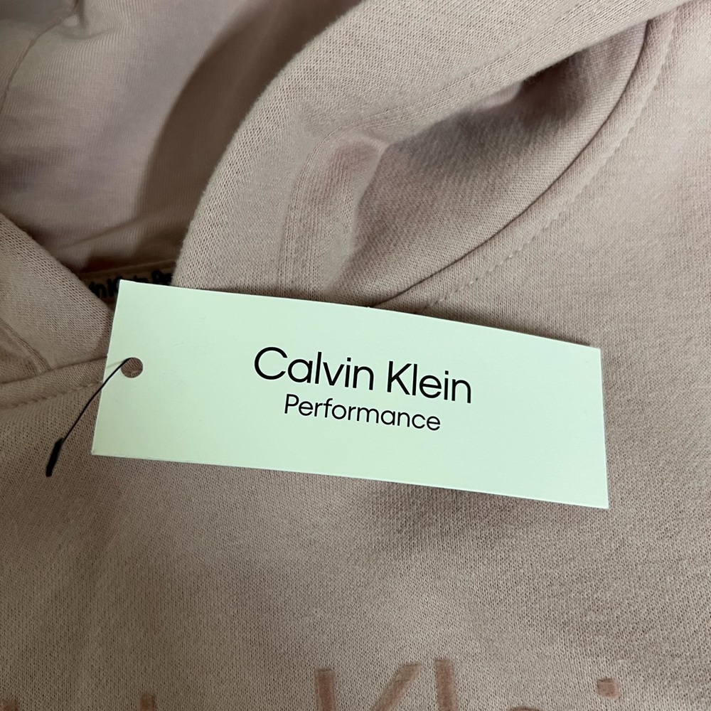 ❄️Calvin Klein Performance Womens Pink Triple Logo Hoodie Sweatshirt PFRT2065 L - Picture 4 of 9